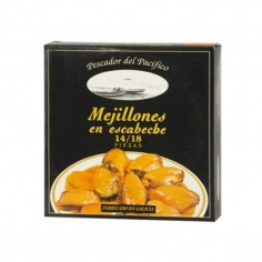 Lata de 550ml de Mejillones en Escabeche Pescador del Pacífico 14/18 Piezas El Pescador Peso neto 523g Peso escurrido 330g