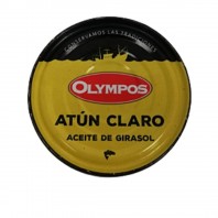 Lata de 160g de atún claro en aceite de girasol. Olympos.