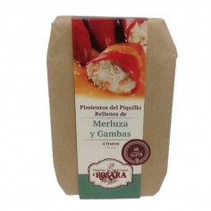 Pimientos de piquillo rellenos de merluza y gambas 250g