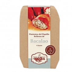 Lata de 250g de Pimientos de piquillo rellenos de bacalao 250g 4 unidades. Rosara