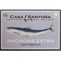 Lata de anchoas de 80gr del Cantábrico extra de Casa Santoña. 10 filetes