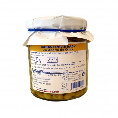 Habas fritas baby en aceite de oliva 225g