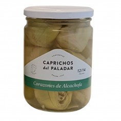 Tarro de corazones de alcachofa Peso neto 400g Peso escurrido 235g Caprichos del Paladar 12-14 piezas