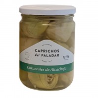 Tarro de corazones de alcachofa Peso neto 400g Peso escurrido 235g Caprichos del Paladar 12-14 piezas
