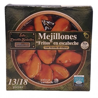 Lata de 180g de Mejillones Fritos en Aceite de Oliva Escuris 13/18 Piezas