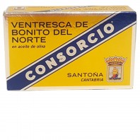 Ventresca de bonito del norte en aceite de oliva Peso neto 110g Peso escurrido 80g Consorcio