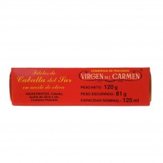 Lata de 125ml  de Filete de Caballa Virgen del Carmen Peso neto 120g Peso escurrido 81g 2