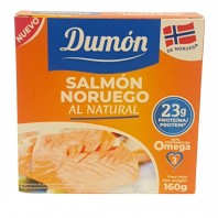 Lata de 160g de Salmón Noruego Natural Dumon Peso neto 160g Peso escurrido 130g