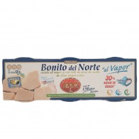 Pack de 3 latas de 85ml de Bonito del Norte al Vapor y con solo un poco de aceite oliva virgen extra