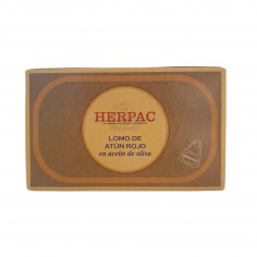 Lata de lomo de atún rojo en aceite de oliva 120g Herpac Peso neto 120g Peso escurrido 85g Capacidad 125ml