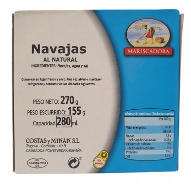 Navajas al natural 8/10 piezas