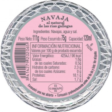 Navajas al natural 6 piezas