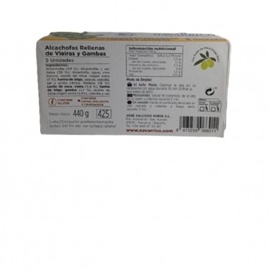 Alcachofas rellenas de vieiras y gambas 425g