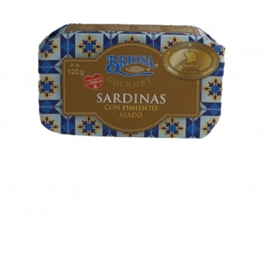 Sardinas con pimiento asado, Briosa Gourmet,  peso neto 120g. Fuente de ácidos grasos Omega 3.