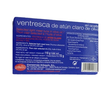 Ventresca de atún aceite de oliva 110g