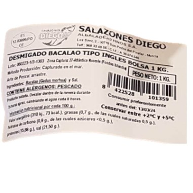 Migas de bacalao estilo inglés 1kg