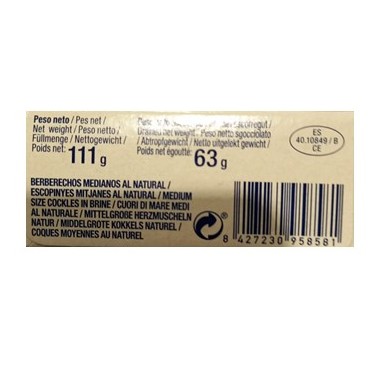 Berberechos al natural 35/45 piezas