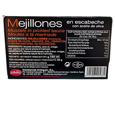 Mejillones en escabeche 6/8 piezas Serie Oro