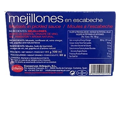 Mejillones en escabeche 13/18 piezas