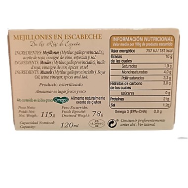 Mejillones en escabeche  16/20  piezas
